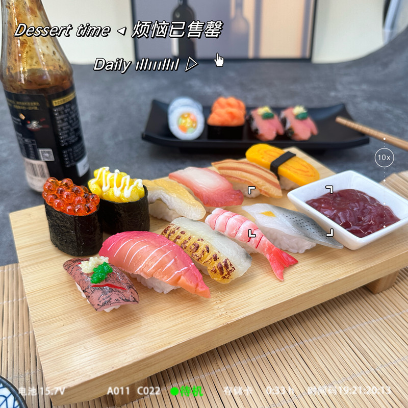 Simulación sushi modelo de juguete para niños japonés comida grande adornos tiro Decoración Accesorios salmón cocina rebanada