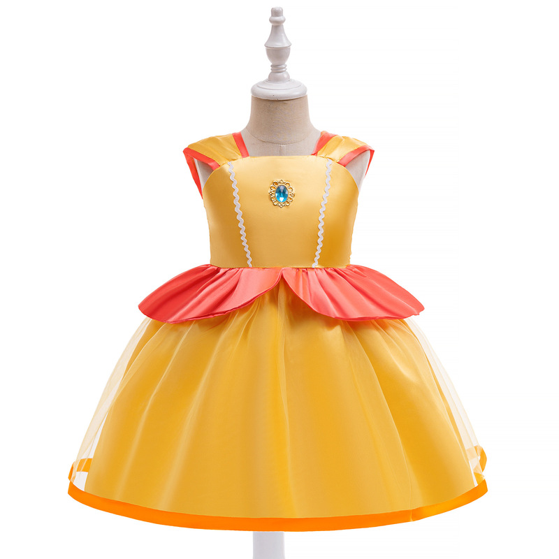 Cross-border New Cos Peach Princess Biki Dress Children's Party Super Mary Mario Performance Dress Christmas Dress Cross-border New Cos Peach Princess Biki Dress Children's Party Super Mary Mario Performance Dress Christmas Dress