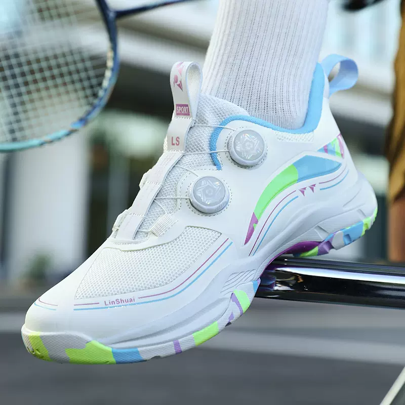 男女网球鞋羽毛球鞋乒乓球鞋双排旋转扣低帮皮面运动鞋排球网球鞋