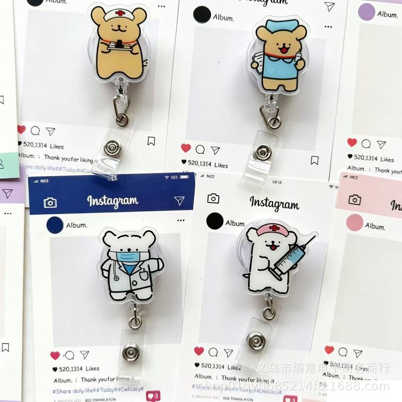 Cartoon Medical Bear Retractable Badge Holder Cute Doctor Nurse Retractable Buckle ID Card Holder Factory Badge Hanger Cartoon Medical Bear Retractable Badge Holder Cute Doctor Nurse Retractable Buckle ID Card Holder Factory Badge Hanger