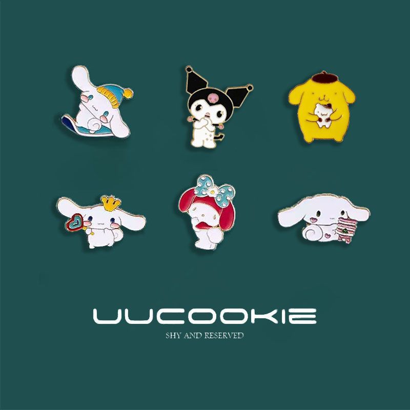 Cinnamon Dog Brooch Japanese Kuromi Best Friend New High-End Temperament Student Cute Cartoon Backpack Decoration for Men and Women