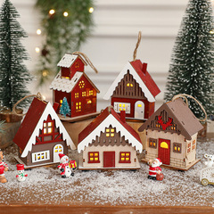 クリスマス小屋置物クリスマス装飾発光小屋LED木製クリスマス小さな家デスクトップ小さな置物