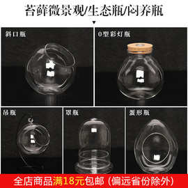 微景观玻璃容器创意送礼办公室软木塞瓶大号圆形diy斜口瓶子苔藓