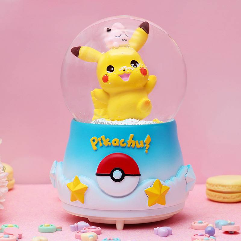 Pequeño libro rojo venta caliente dibujos animados lindo Pikachu bola de cristal caja de música caja de música luminosa para estudiantes y niños regalos