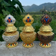 藏传密宗 摩尼宝龙王宝瓶八吉祥宝瓶寺院选定黄财神宝瓶纯铜合金