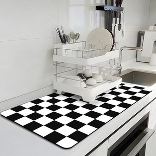 Cross-Border Square Diatom Mud Drain Mat, Water-Absorbent, Quick-Drying Tableware Drying Table Mat, Non-Slip and Wear-Resistant Household Coffee Machine Mat