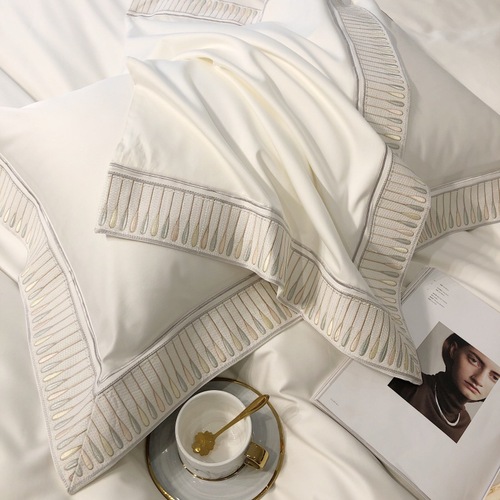 Light Luxury Class A 140-count Pure Cotton Four-Piece Set Long Staple Cotton High-End Embroidered Comforter Sheet Set All-Cotton Nudist Bedding Set