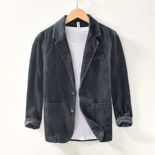 L1009  秋冬季纯棉灯芯绒西服外套 休闲纯色宽松小西装