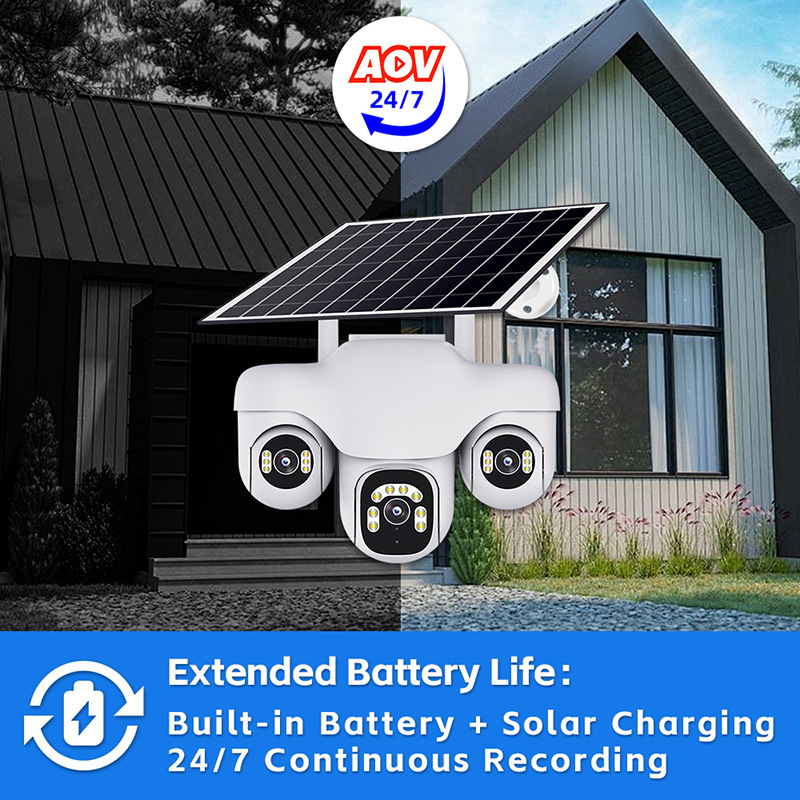 Cámara de Vigilancia IP Solar con Batería V380pro AOV 4G de ABS Rotación 355° para Interior y Exterior image 2