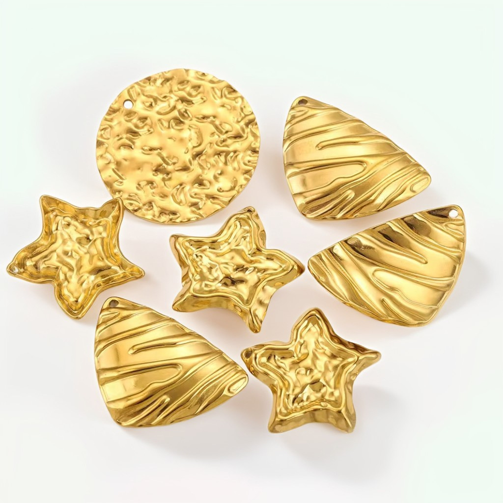 Acero inoxidable pentagonal concha de titanio colgante colgante colgante collar de titanio 18K oro color protector accesorios collar acero titanio joyería DIY