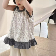 童上衣莱抱抱2024夏季新品韩国童装韩版洋气薄款花边 女童娃娃衫