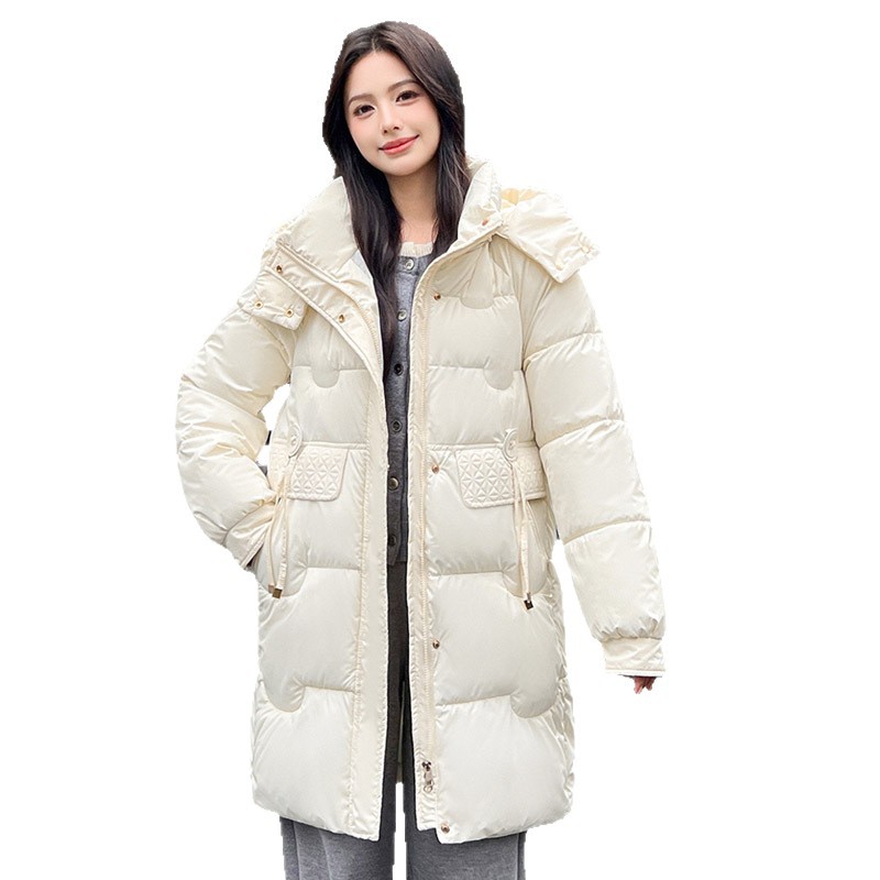 Algodón de pluma para mujeres 2025, nueva moda de algodón para mujeres de invierno coreana suelta chaqueta de algodón con capuz, abrigo grueso