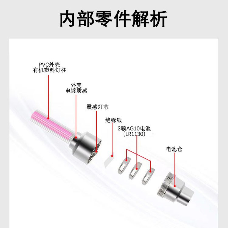 Bicicleta Luz de válvula Coche para niños Motocicleta Coche eléctrico Hot Wheels Bicicleta de montaña Paseo nocturno Luces de colores Equipo de luz de boca de aire