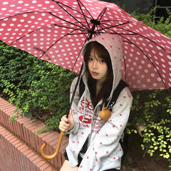 美式波点字母刺绣连帽卫衣女秋冬加绒加厚宽松设计感休闲百搭外套