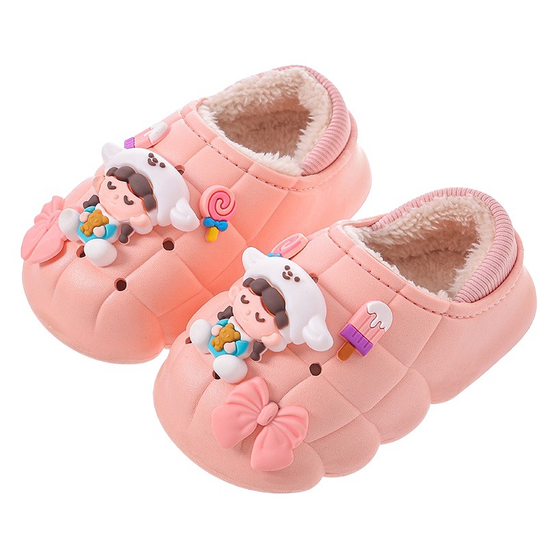 Bebé Niños Zapatillas de algodón invierno niños y niñas interior impermeable mierda sensación bolsa talón padre-hijo lindo hogar zapatos de algodón