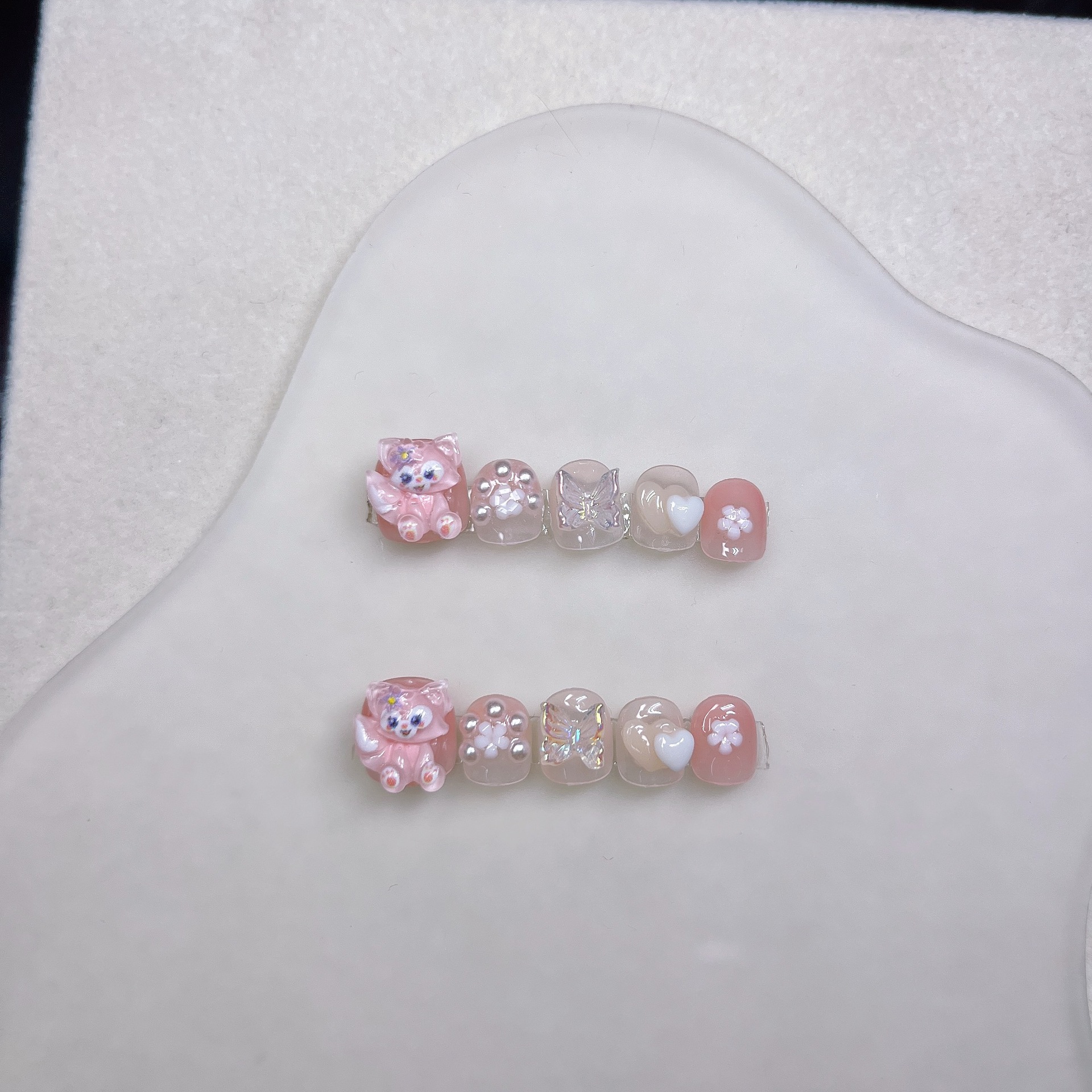 儿童穿戴甲合集琳娜贝儿立体蝴蝶美甲贴女童短款卡通穿戴甲供应