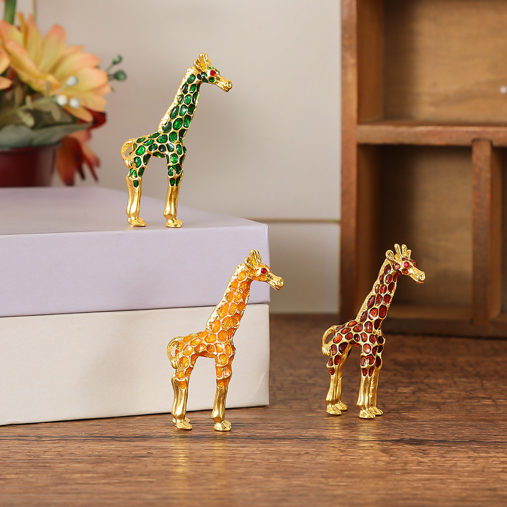 Factory Direct Sales Giraffe Ring Holder Small Ornaments Bedroom Diamond-Encrusted Decorative Jewelry Box Home Accessories Craft Gifts