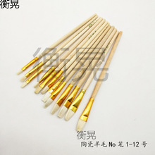 彩绘陶瓷羊毛平头刷油画工艺水粉笔油漆小号羊毛刷软毛描金毛笔