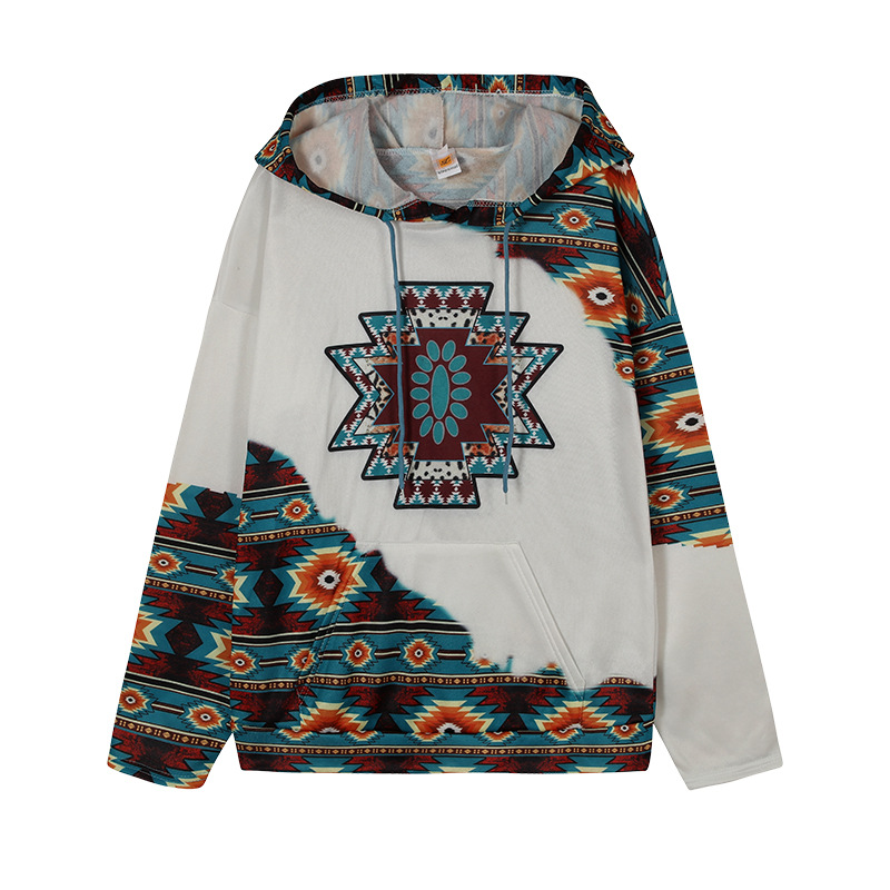 Ethnic Style Printed Hooded Sweatshirt NSYF90179