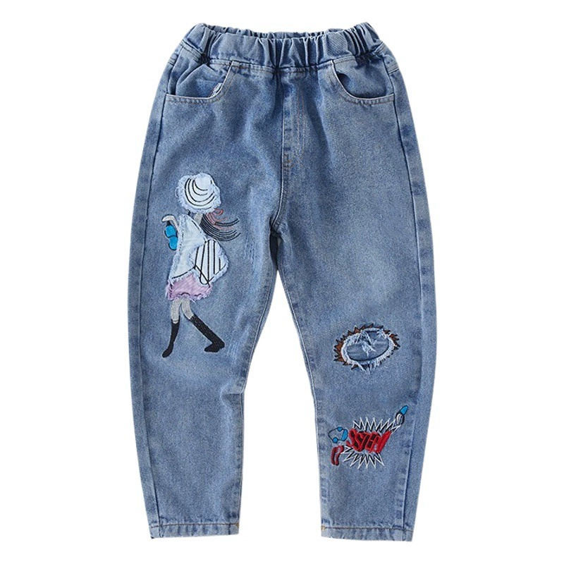 Джинсы для девочек оптом 2024 новые детские брюки весна и осень