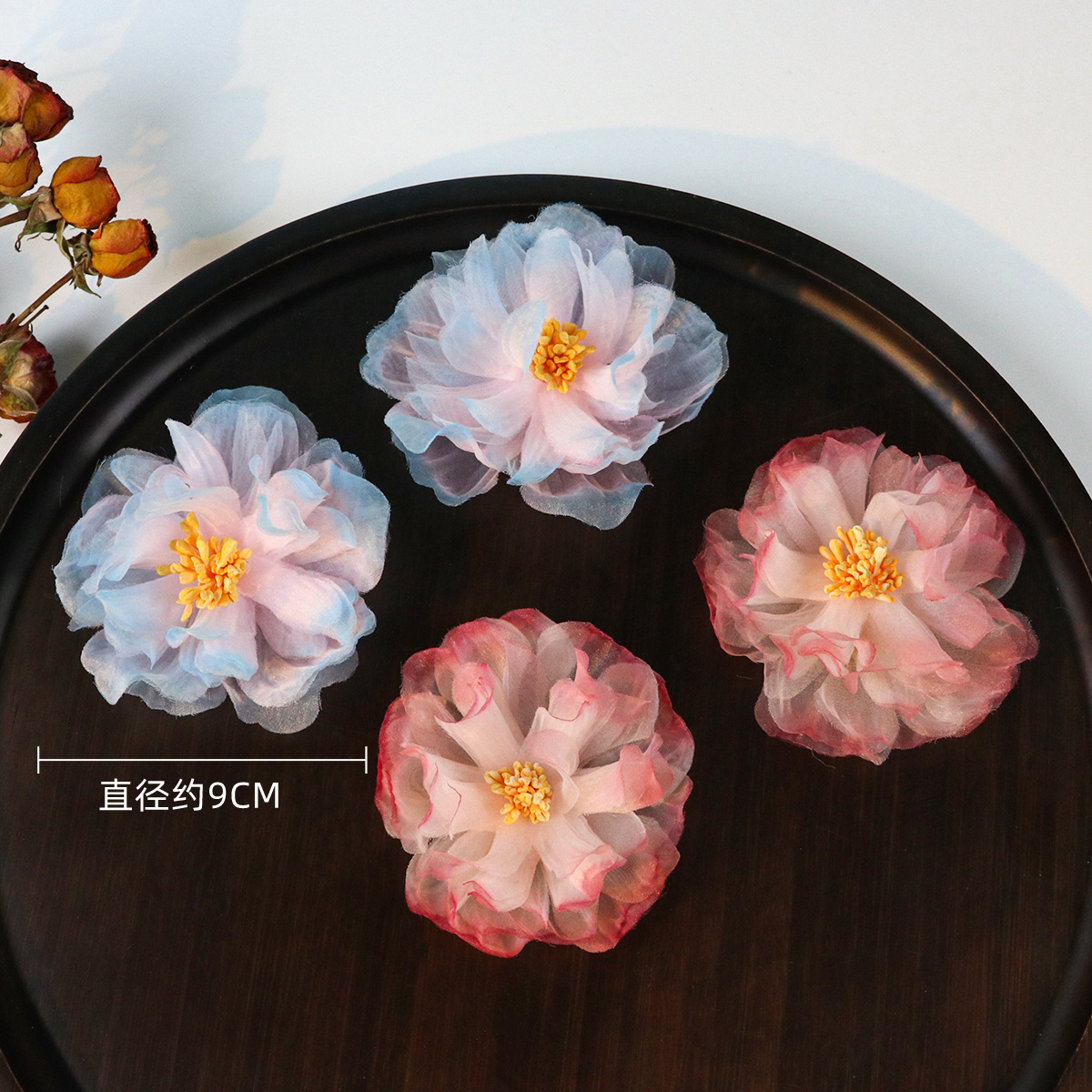 (2개) 오간자 그라디언트 꽃 액세서리 의류 액세서리 한후 헤드웨어 액세서리 DIY 수제 헤어핀 신발 꽃 액세서리