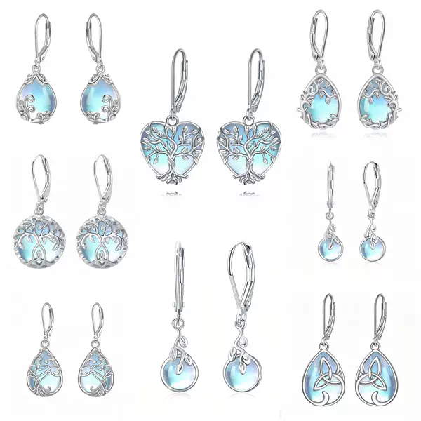 Moonlight Rose Earrings for Women, Simple and High-End Moonstone Earrings, Fashionable and Versatile, Creative Ins Style Earrings