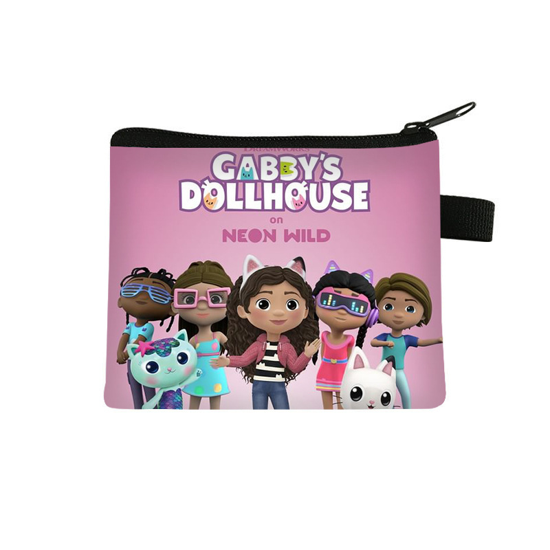 New Gabby's Dollhouse Cartoon Coin Purse for Girls, Cute Earphone Fashion Storage Bag, Trendy Zipper Card Holder