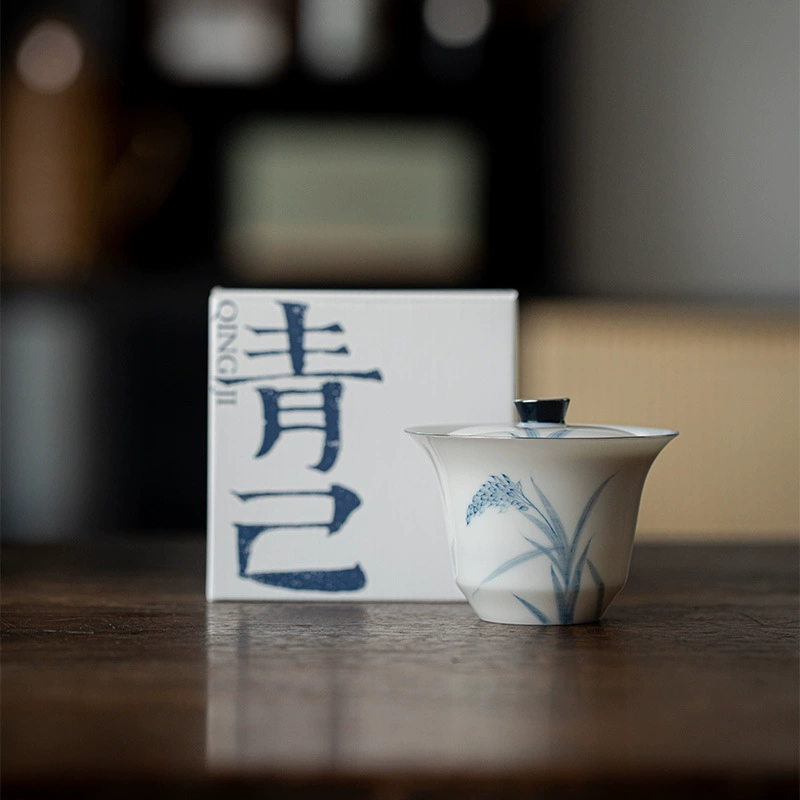 Ceramic blue and white tea set for home use, tea cup, protective amulet, hand painting