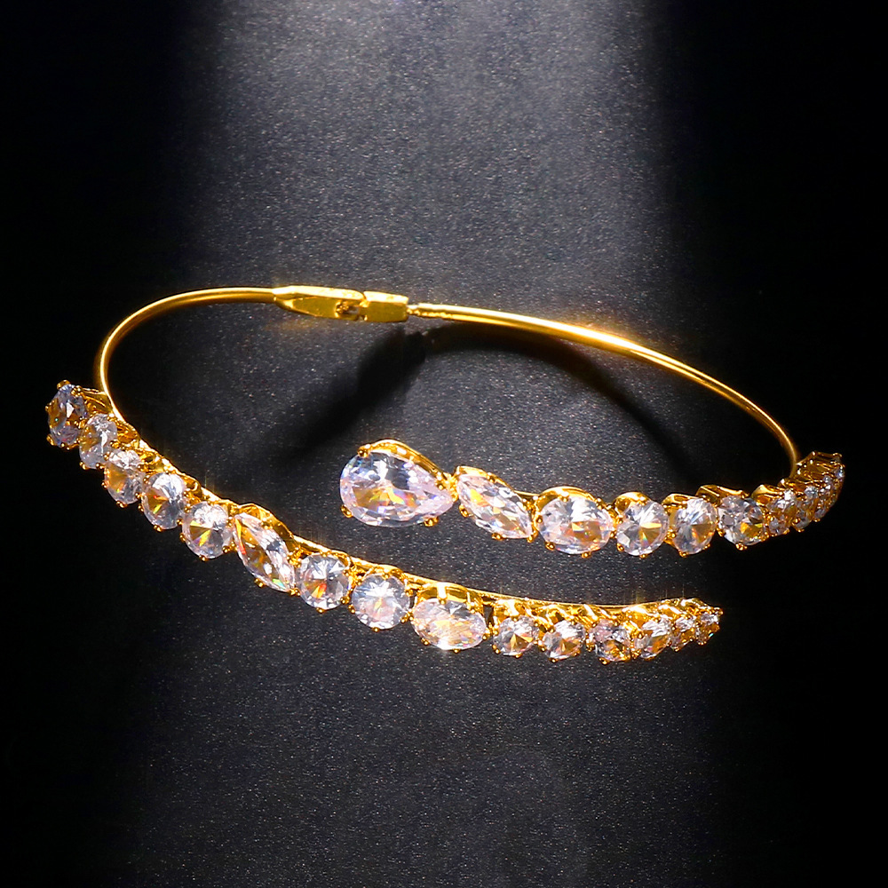 Pulsera de circón transfronterizo completo diamante coreano pulsera abierta no se desvanece alto sentido Yiwu accesorios pulsera