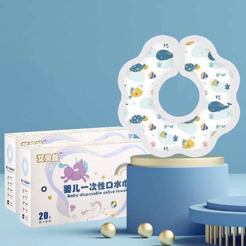 Disposable spit wipes for infants and young children Non-woven cartoon children's bibs Anti-vomiting round disposable bibs