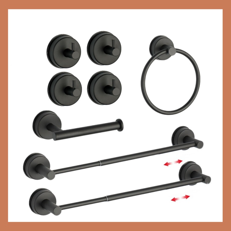 Stainless Steel Suction Cup Retractable Towel Rack Hook Punch-Free Vacuum Kitchen Bathroom Bathroom Storage Rack Clothes Hook