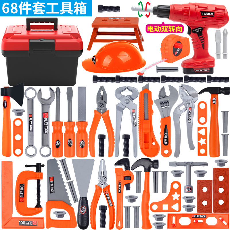 Caja de herramientas de los niños traje desmontaje simulación reparación herramienta taladro eléctrico destornillador reparación bebé juego casa juguete hombres