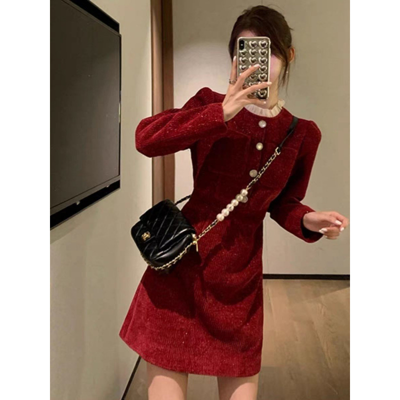 Red Dress for Petite Women 2026 Spring and Autumn New Engagement High-End Bridesmaid Dress New Year Elegant Dress Red Dress for Petite Women 2026 Spring and Autumn New Engagement High-End Bridesmaid Dress New Year Elegant Dress