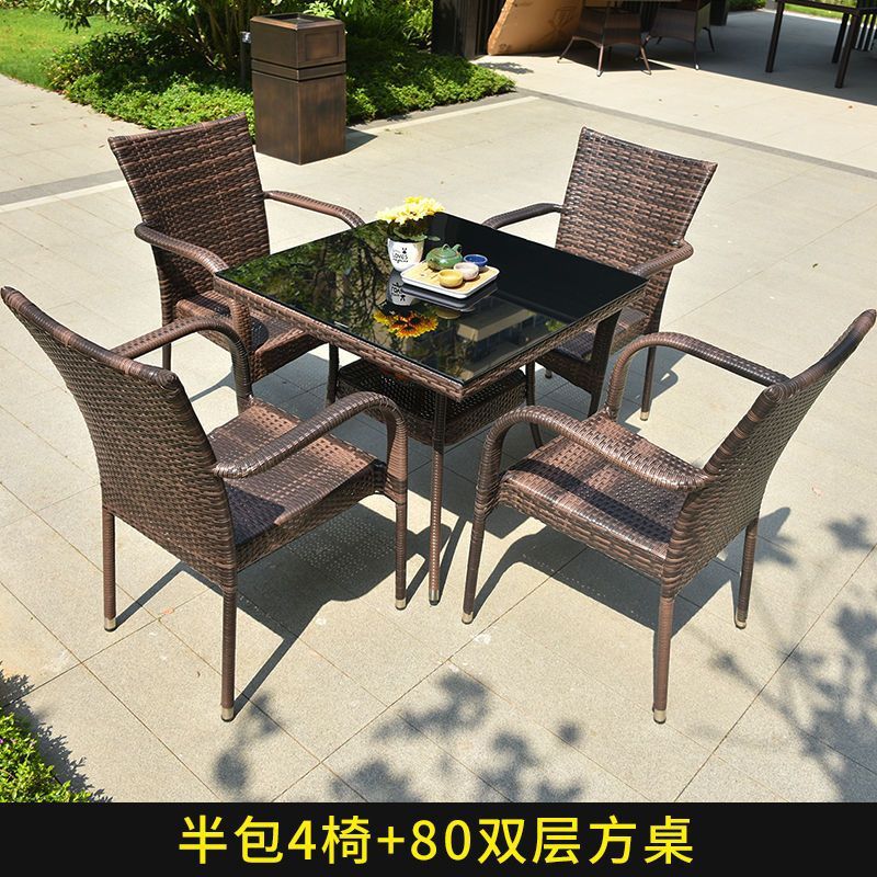 새롭게 업그레이드된 반커버 의자 4+80 복층조립 사각테이블(쿠션포함)