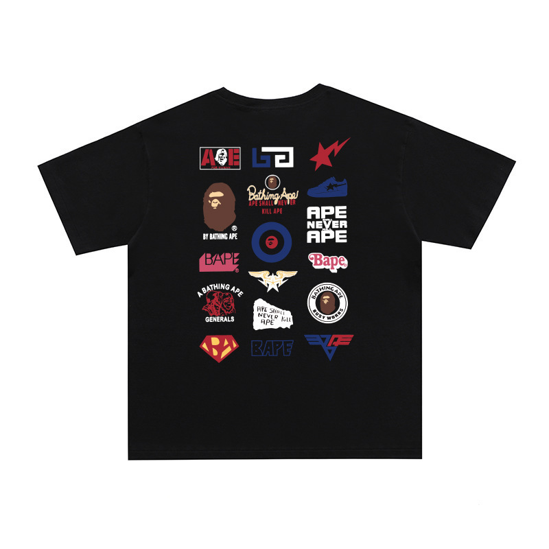 国境を越えた貿易トレンディなブランド半袖メンズレタープリントアメリカンストリートルーズカップルカジュアルTシャツ半袖シャツ|undefined