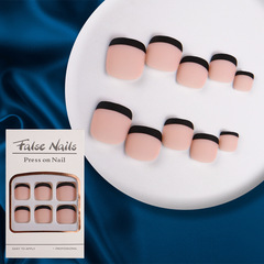 穿戴甲甲片簡約法式美甲粉色腳甲可拆卸假指甲批發成品false nail