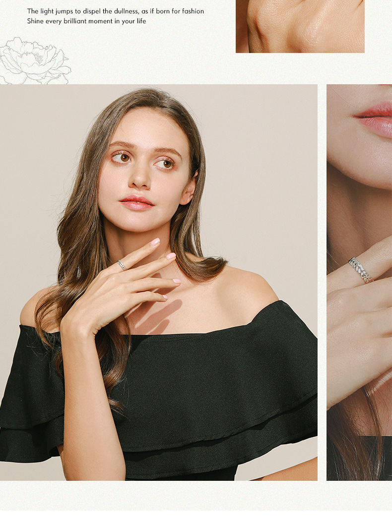 Simple Style Leaf Silver Plating Inlay Zircon Rings 1 Piece