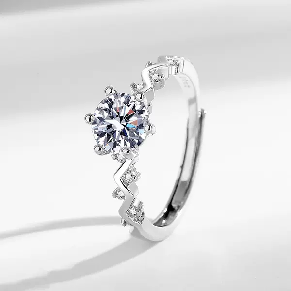 Tiktok Live Selling Light Luxury Eight Heart Eight Arrows Plating PT950 Ring 1 karat Moxan Diamond Ring Wholesale