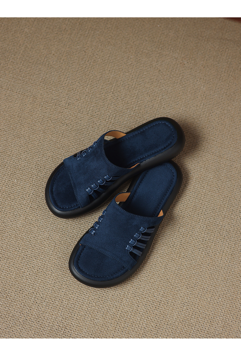 Dép sandal nữ đế dày hở ngón quai chữ V phong cách vintage — Màu xanh da trời chi tiết 18
