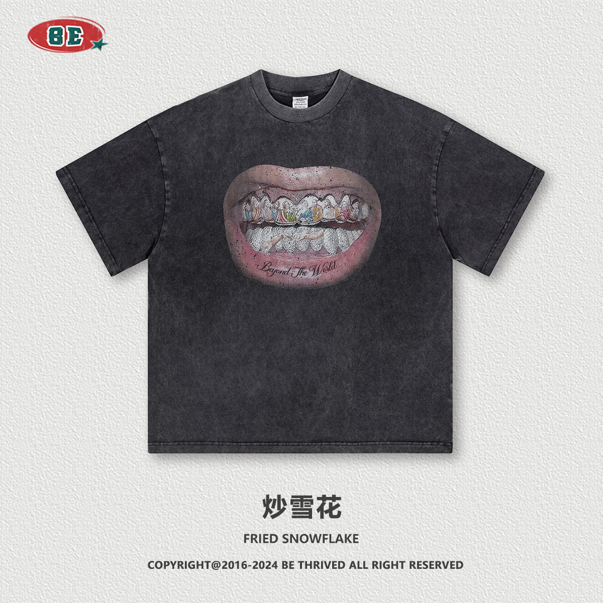 BE ropa de hombre 2025 verano algodón suelto tendencia camiseta hombre marca de moda americana pesado viejo estampado manga corta verano