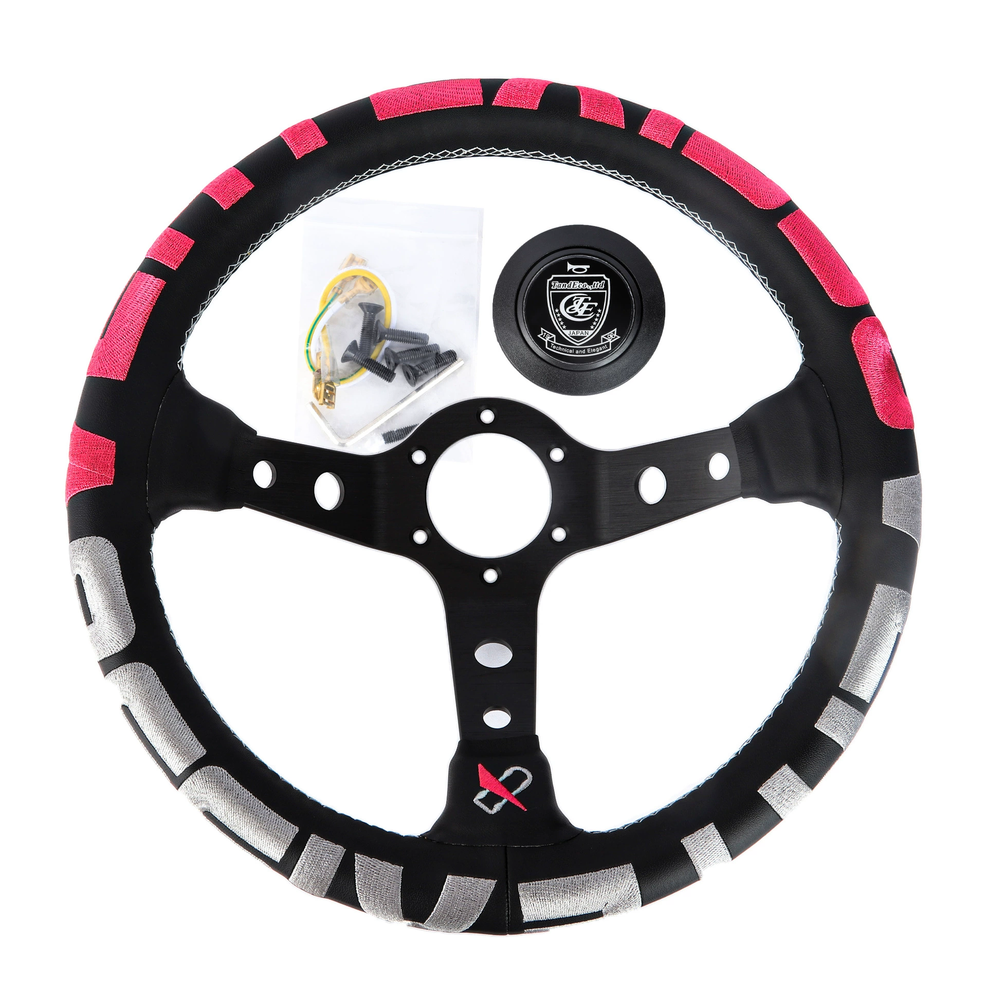 Автомобильный модифицированный кожаный руль с вышивкой, гоночный конкурентоспособный руль 13inch персонализированный конкурентоспособный дрифтовый руль