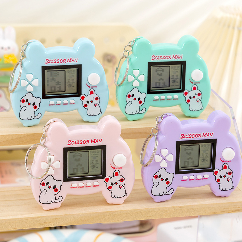 Cross-Border Cat Tetris Game Console Retro Nostalgic Handle Game Toy Keychain Gift Pendant