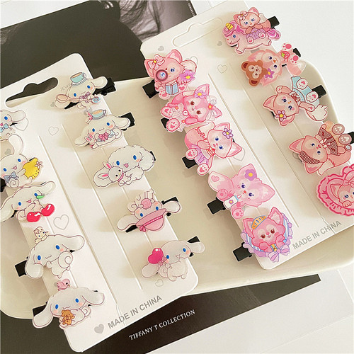 10-piece set of acrylic children's hair clips cartoon cute Lina Bell hair clip side clip girls bangs clip hair accessories