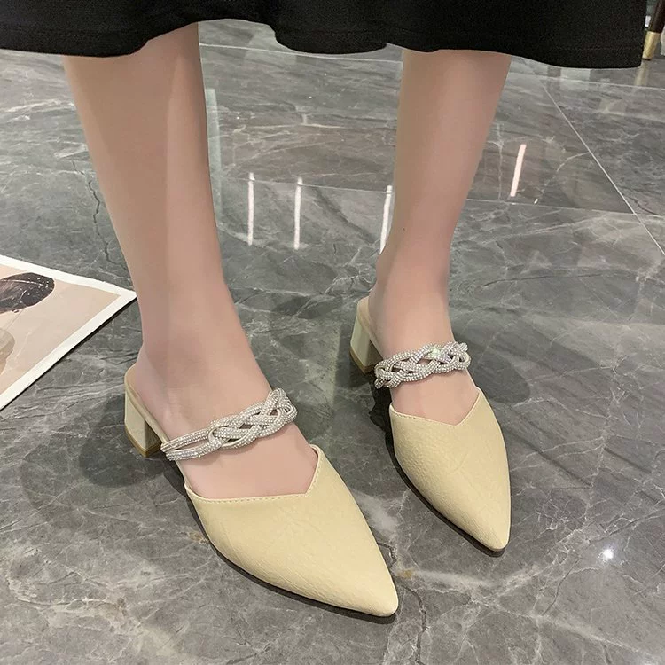 Кроки, стильные тапочки-слипоны, обувь, туфли на каблуке, французский стиль, корейский стиль, яркий запоминающийся стиль
