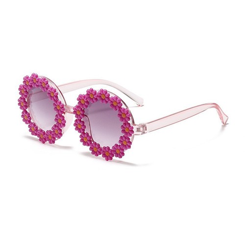 New Little Daisy Children's Sunglasses Round Frame Cute Flower Shape Beach Glasses Girls Photo Photo Trendy Sunglasses