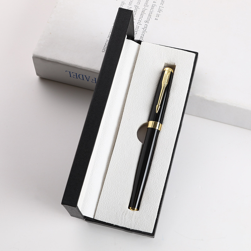 Pluma de firma de metal comercial de alta calidad, caja de regalo, logotipo personalizado, publicidad, grabación de pluma neutra
