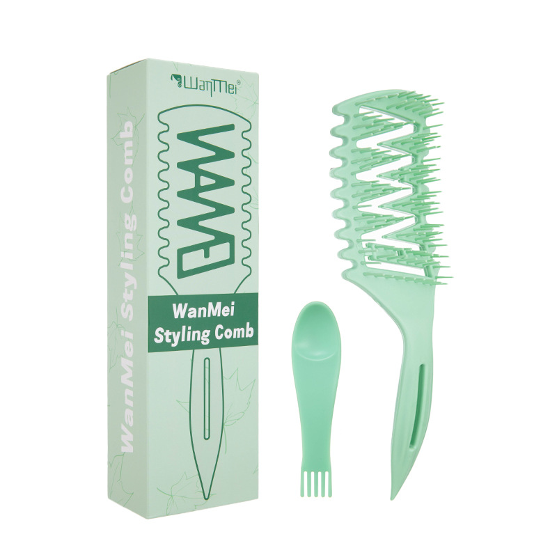 Hot sale cabello WANMEI hueco pein de modelado multifuncional extrusor de pasta de cola afilada pein flojo rebote rizado