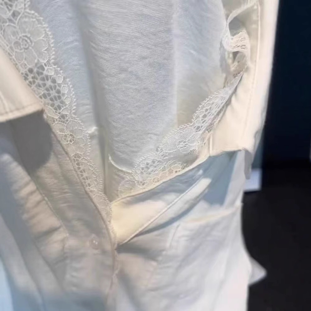 Summer white design lace shirt