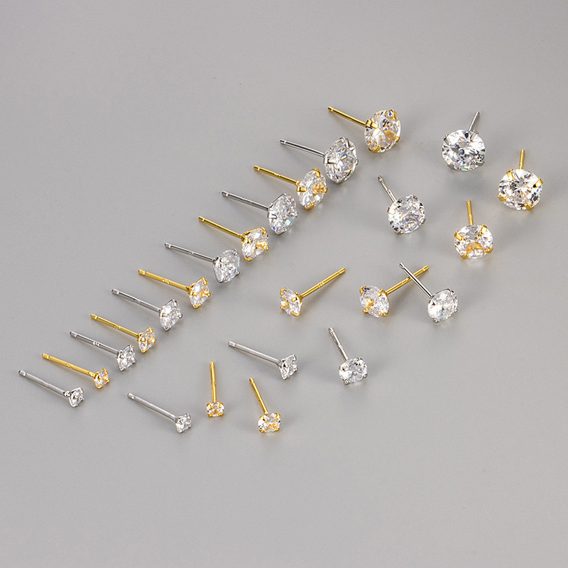 2024 New Explosive Single Flash Zirconium Earrings Women's Daily Commuter Earrings Mini Small Simple All-match Earrings 2024 New Explosive Single Flash Zirconium Earrings Women's Daily Commuter Earrings Mini Small Simple All-match Earrings