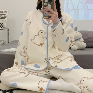 Monthly clothing for autumn and winter postpartum pregnant women pajamas thickened air cotton postpartum nursing and lactation set for November